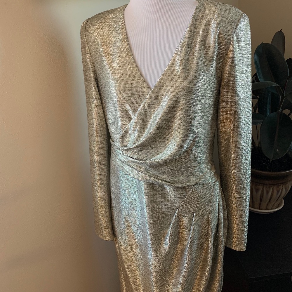 Adrianna Papell Gold Metallic Dress